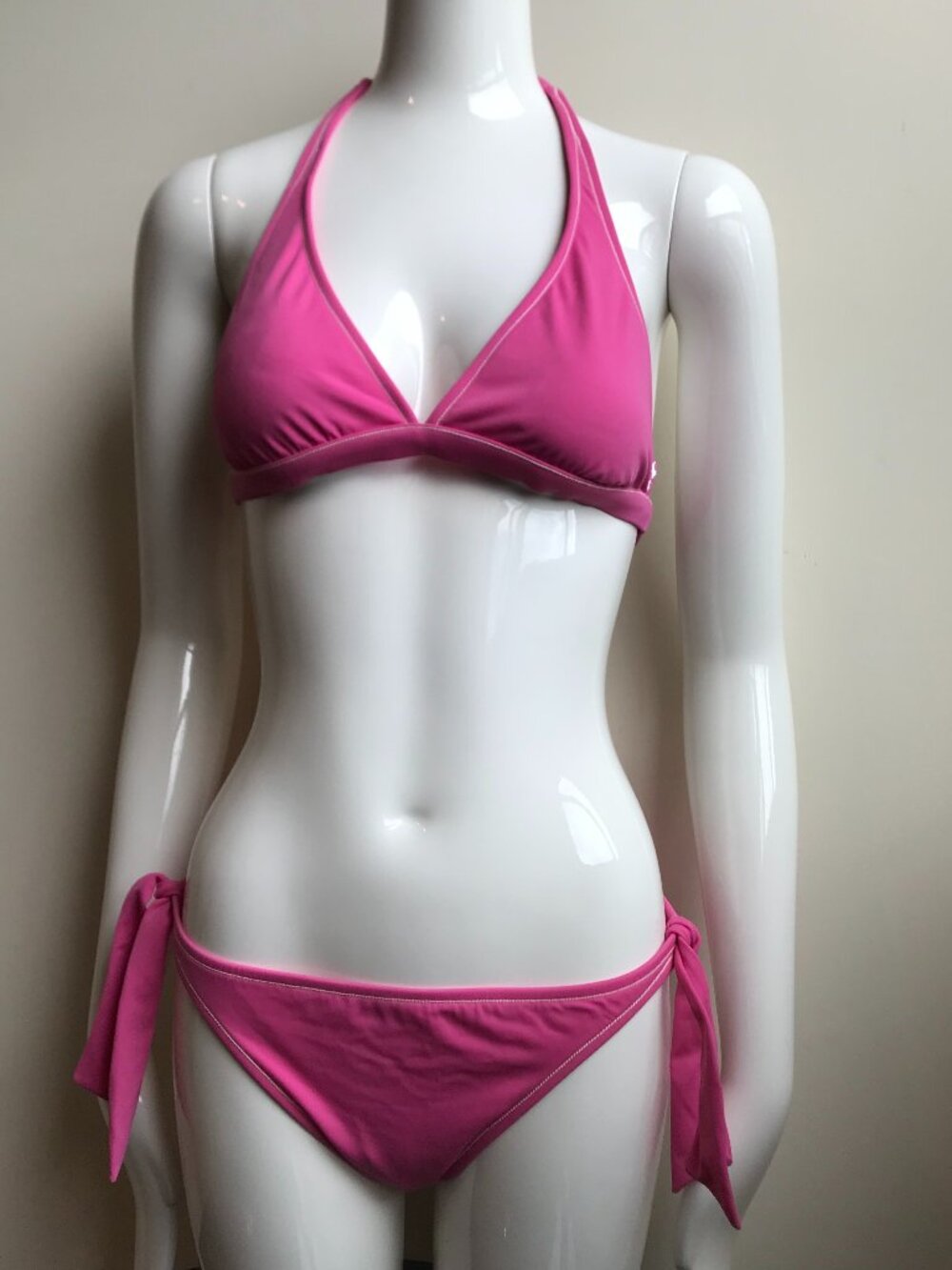 Billabong surf solid pink halter top low rise bottom bikini set